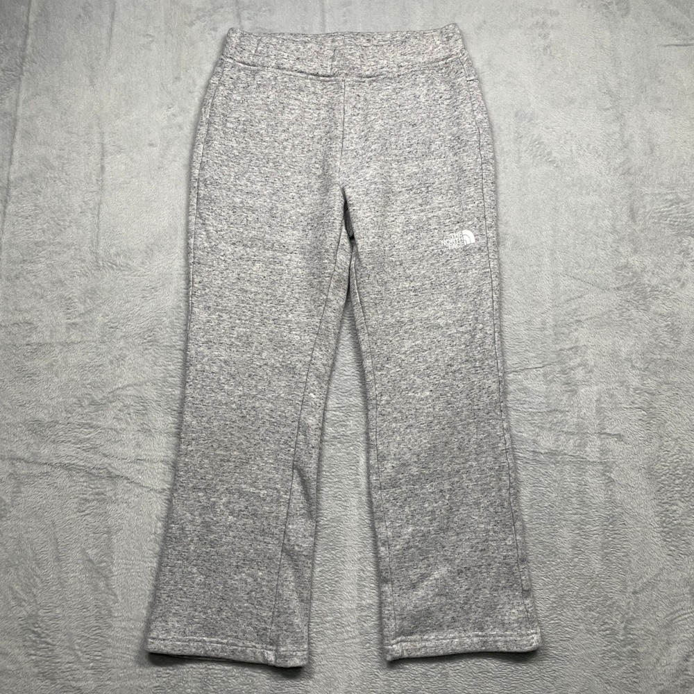 The North Face Fleece Sweatpants Girls Size 12 Heather Grey Logo Straight Leg